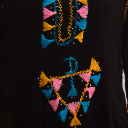 gandoura marocaine en cotton noir et broderie 